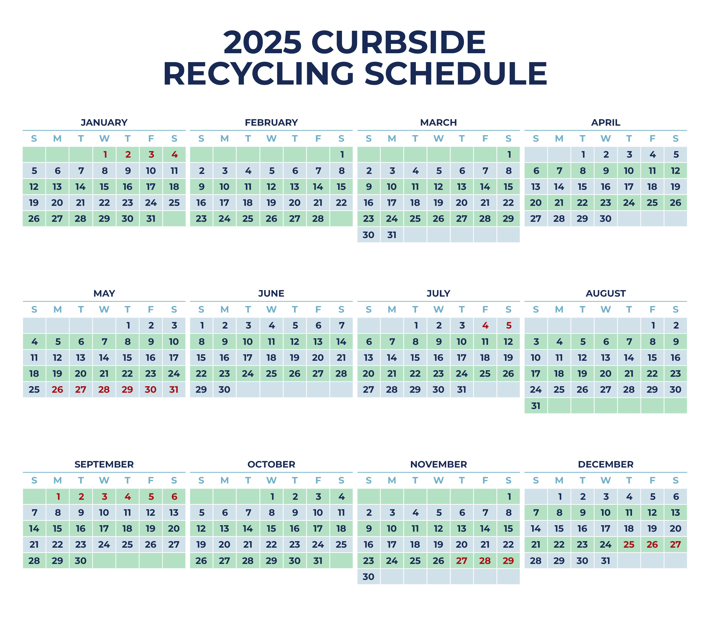 Recycling Schedule Kuerth's Disposal